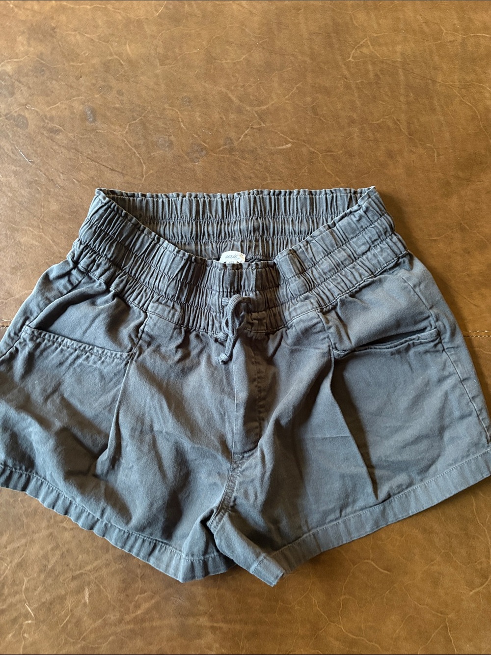 aerie Smocked Waist High-Rise Shorts — Charcoal Gray